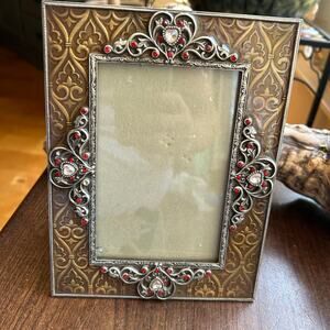 Sunflower Designs Heart Metal Enamel Crystal Picture Frame Decorative Easel